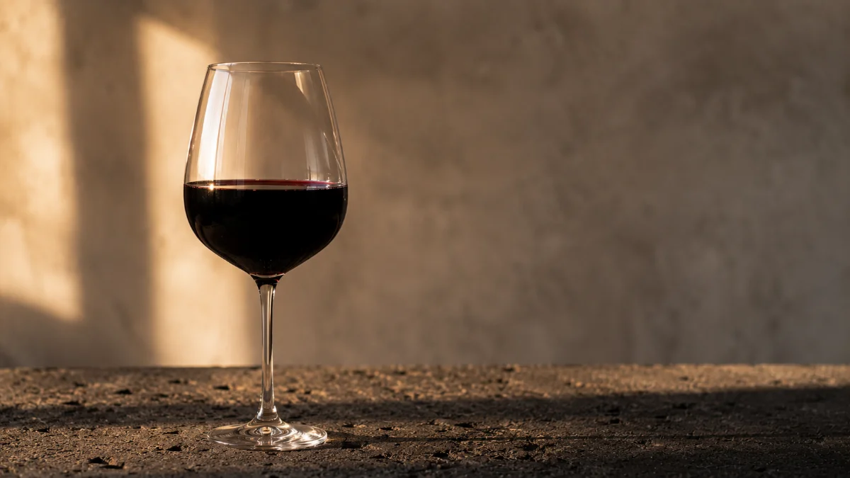 Calice di Nero d Avola dal colore rosso intenso, vitigno simbolo del vino rosso siciliano
