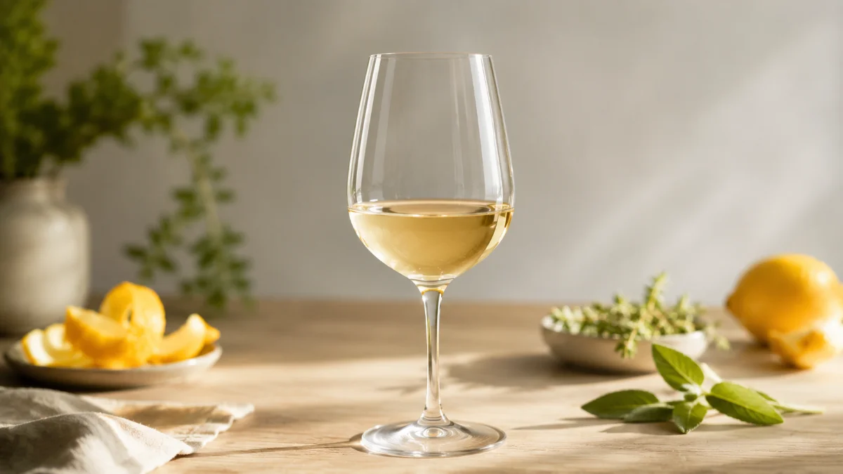 Calice di vino con elementi aromatici accanto, i profumi del vino e le loro origini